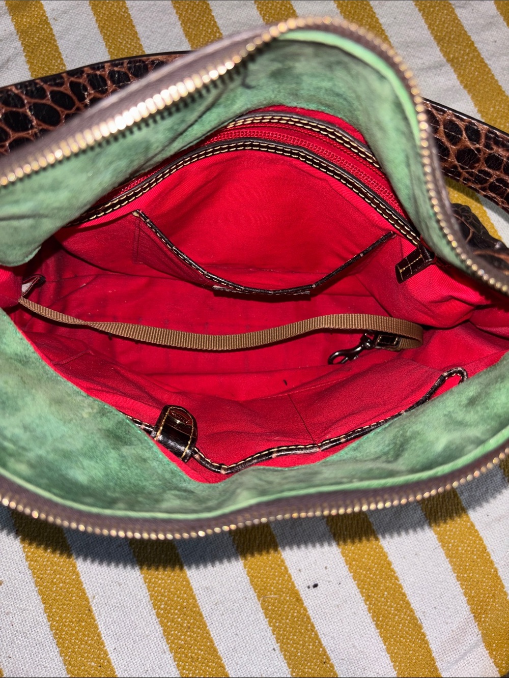 Dooney & Bourke Dark Brown Croc-Shoulder Bag - Picture 12 of 14